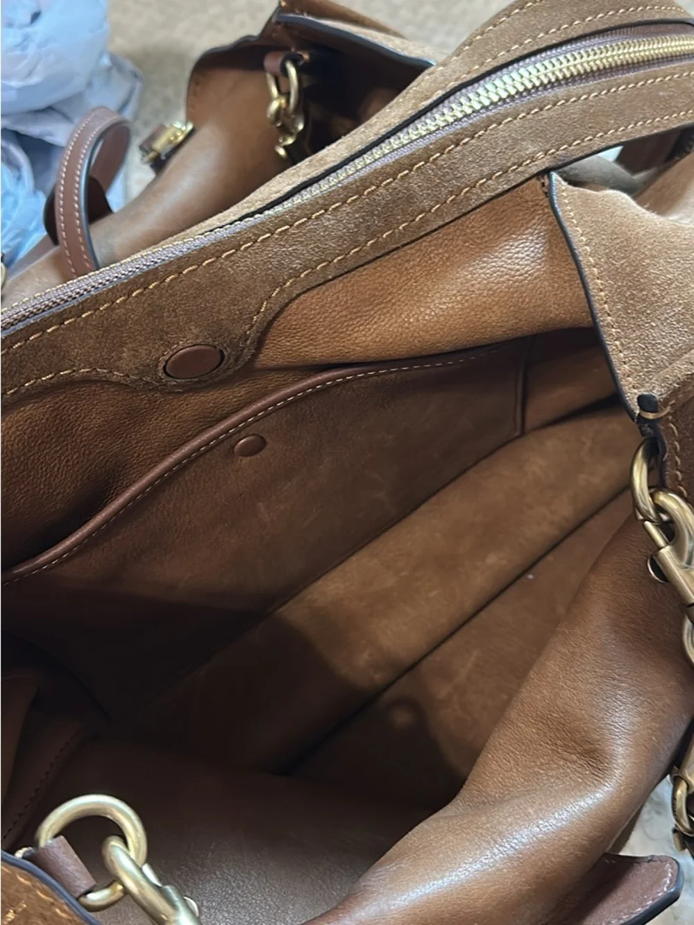 Coach Rouge 40 Suede & Soft Leather in Warm Brown Bag - Picture 12 of 15